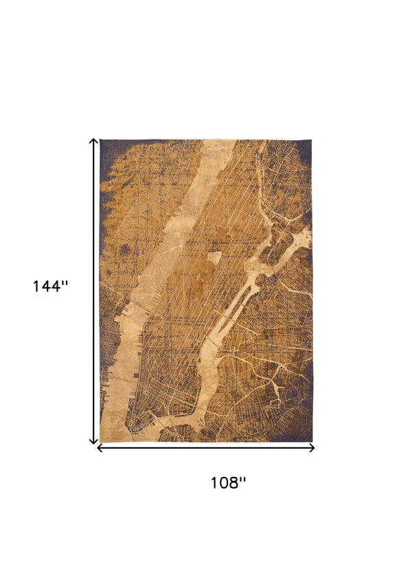 Homeroots 9' X 13' Yellow Abstract Non Skid Area Rug  100% Pet 551763