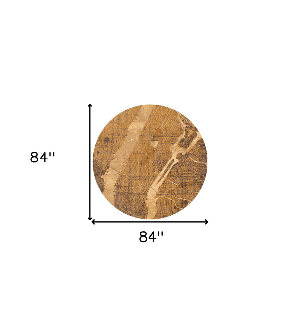 Homeroots 8' Yellow Round Abstract Non Skid Area Rug  100% Pet 551764