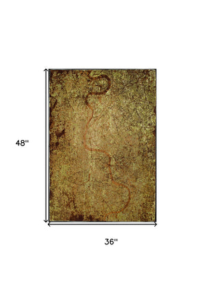 Homeroots 3' X 5' Green And Brown Abstract Non Skid Area Rug  100% Pet 551765