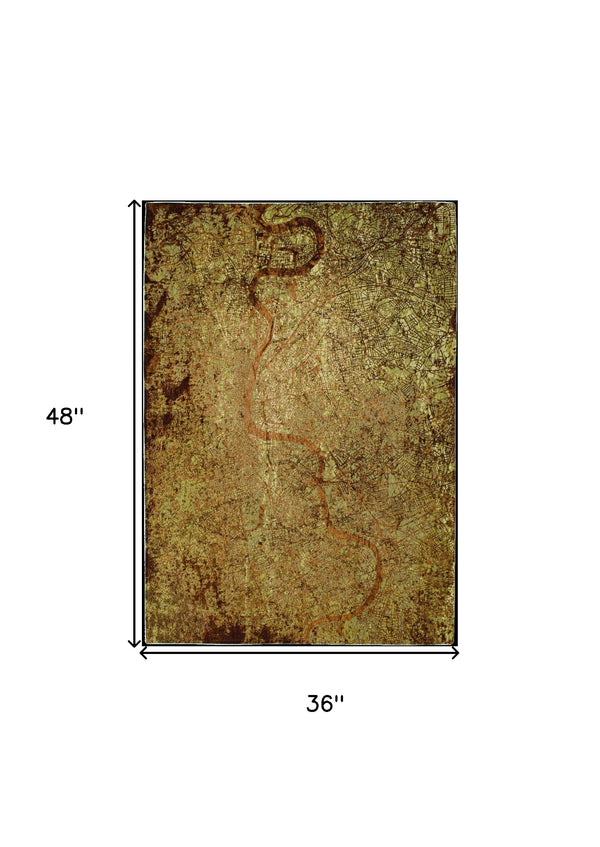 Homeroots 3' X 5' Green And Brown Abstract Non Skid Area Rug  100% Pet 551765