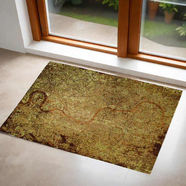 Homeroots 3' X 5' Green And Brown Abstract Non Skid Area Rug  100% Pet 551765