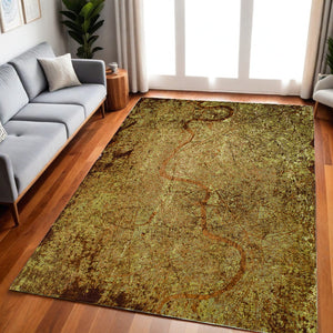 Homeroots 5' X 7' Green And Brown Abstract Non Skid Area Rug  100% Pet 551766
