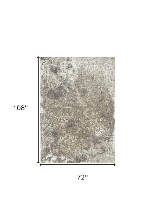 Homeroots 7' X 9' Gray And White Abstract Non Skid Area Rug  100% Pet 551775