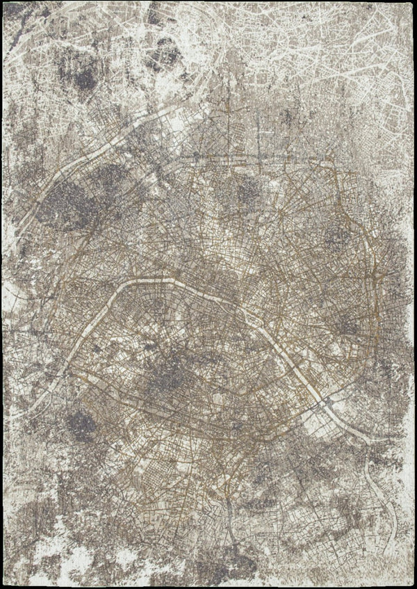 HomeRoots 8' Gray and White Round Abstract Area Rug – Modern Non-Skid Design for Stylish Living Spaces 551778