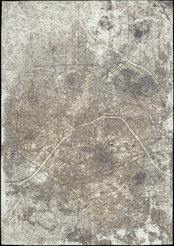 HomeRoots 8' Gray and White Round Abstract Area Rug – Modern Non-Skid Design for Stylish Living Spaces 551778
