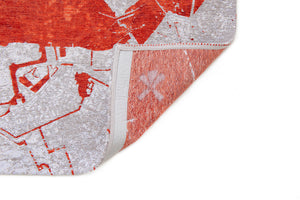 Homeroots 3' X 5' Red And White Abstract Non Skid Area Rug  100% Pet 551779