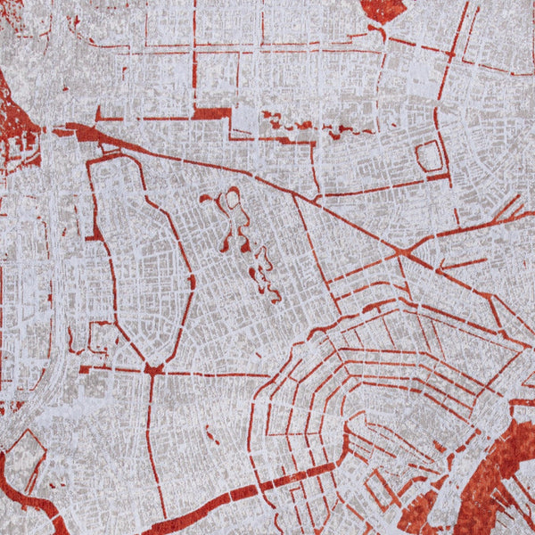 Homeroots 3' X 5' Red And White Abstract Non Skid Area Rug  100% Pet 551779