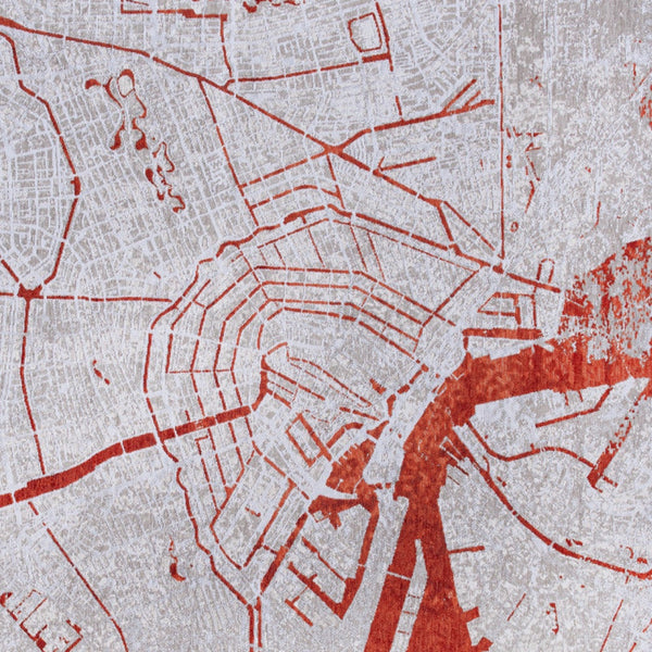 Homeroots 5' X 7' Red And White Abstract Non Skid Area Rug  100% Pet 551780