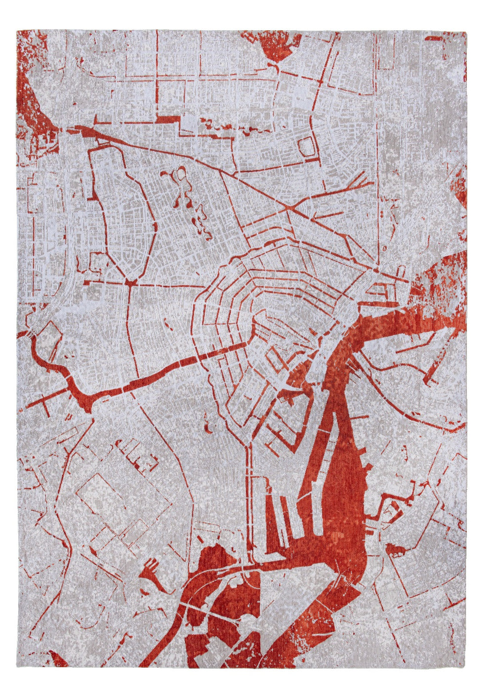 Homeroots 5' X 7' Red And White Abstract Non Skid Area Rug  100% Pet 551780