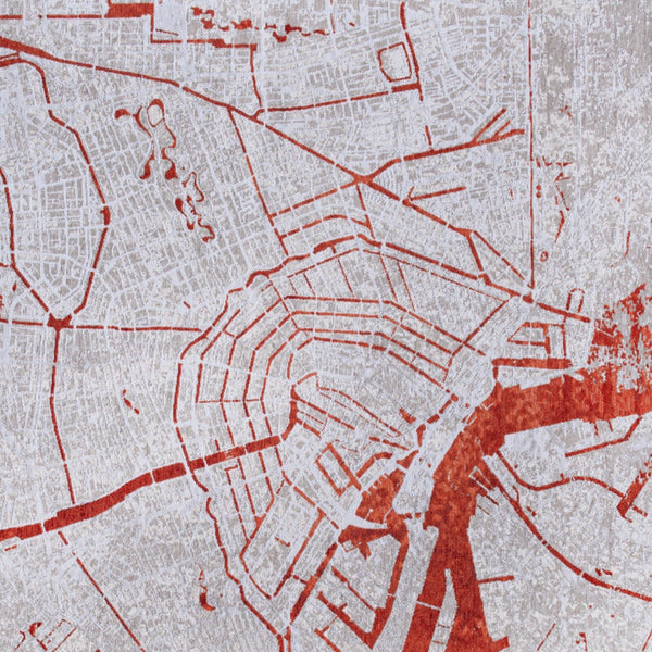 Homeroots 6' X 8' Red And White Abstract Non Skid Area Rug  100% Pet 551781