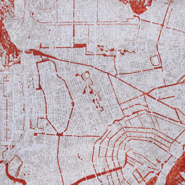 Homeroots 8' X 11' Red And White Abstract Non Skid Area Rug  100% Pet 551783