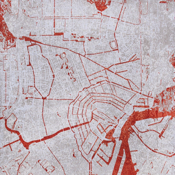 HomeRoots 9' Stylish Red and White Abstract Area Rug with Non-Skid Backing for High-Traffic Spaces, 9' x 13' 551784