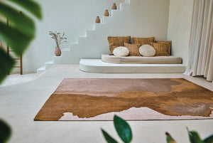 Homeroots 5' Yellow And Brown Round Abstract Non Skid Area Rug  100% Pet 551792