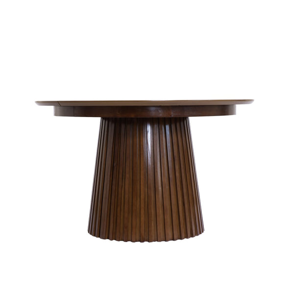 English Elm 47"-78" Extendable Round Oval Dining Table Fluted Pedestal Seats 8 Mid Century N768P399828D_N768P399829D