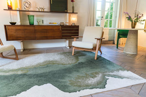 HomeRoots 6' X 8' Gray and Green Abstract Non-Skid Area Rug - Modern Comfort for Living Rooms & Bedrooms 551804