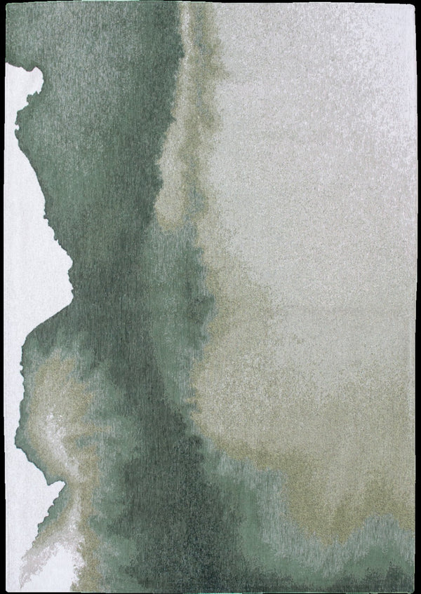 HomeRoots 6' X 8' Gray and Green Abstract Non-Skid Area Rug - Modern Comfort for Living Rooms & Bedrooms 551804