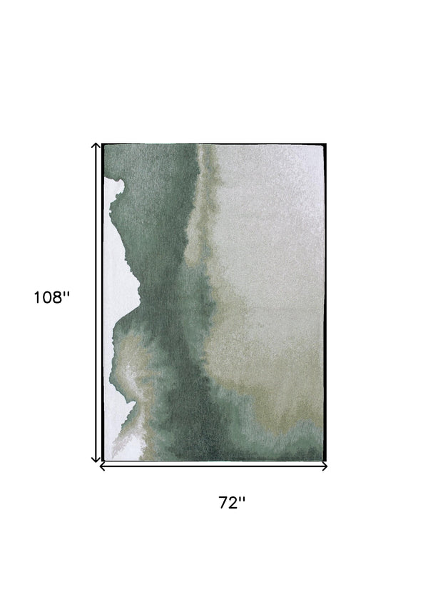 Homeroots 7' X 9' Gray And Green Abstract Non Skid Area Rug  100% Pet 551805