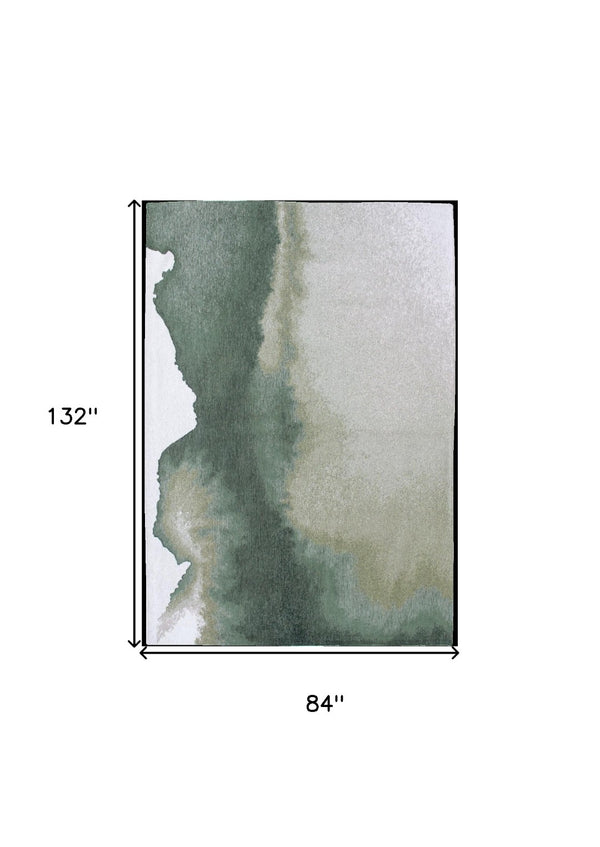 HomeRoots 8' X 11' Gray and Green Abstract Non-Skid Area Rug - Modern Comfort for Living Rooms & Dining Areas 551806