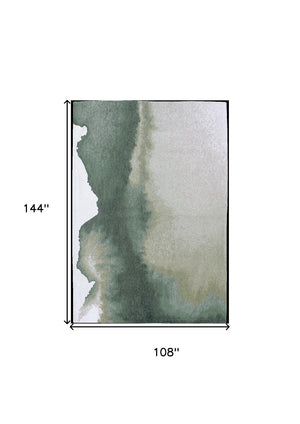 HomeRoots 9' X 13' Gray and Green Abstract Non-Skid Area Rug for Modern Living Spaces - Soft, Stylish & Stable 551807