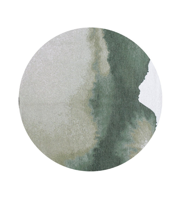 HomeRoots 8' Gray and Green Round Abstract Area Rug - Modern Non-Skid Design for Living Rooms & Bedrooms 551809