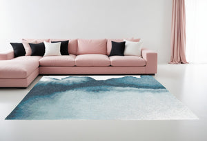 Homeroots 7' X 9' Blue And Gray Abstract Non Skid Area Rug  100% Pet 551813