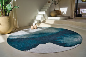 HomeRoots 9' Modern Blue and Gray Abstract Area Rug - Non-Skid, Durable for High-Traffic Spaces, Stylish Décor 551815