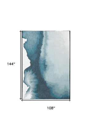 HomeRoots 9' Modern Blue and Gray Abstract Area Rug - Non-Skid, Durable for High-Traffic Spaces, Stylish Décor 551815