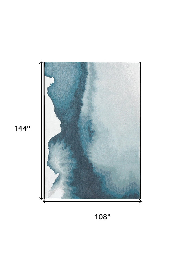 HomeRoots 9' Modern Blue and Gray Abstract Area Rug - Non-Skid, Durable for High-Traffic Spaces, Stylish Décor 551815