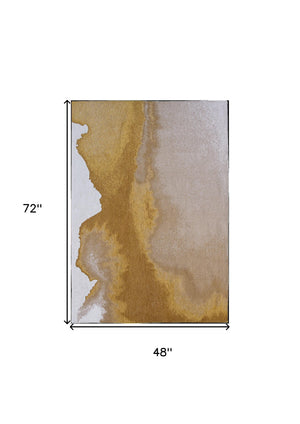 Homeroots 5' X 7' Gray And Yellow Abstract Non Skid Area Rug  100% Pet 551819