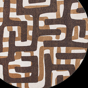 Homeroots 5' Yellow And Brown Round Abstract Non Skid Area Rug  100% Pet 551833