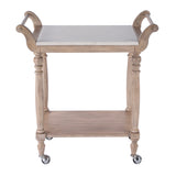 Danielle Rectangular Marble & Wood 2 Tier Bar Cart 5518415 Tan/Beige Butler Specialty