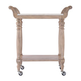 Danielle Rectangular Marble & Wood 2 Tier Bar Cart 5518415 Tan/Beige Butler Specialty