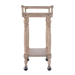 Danielle Rectangular Marble & Wood 2 Tier Bar Cart 5518415 Tan/Beige Butler Specialty