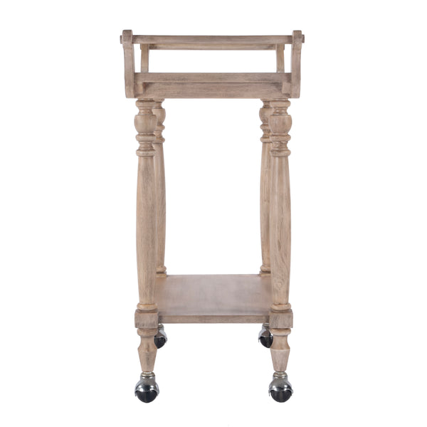 Danielle Rectangular Marble & Wood 2 Tier Bar Cart 5518415 Tan/Beige Butler Specialty