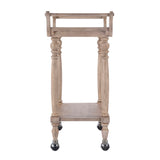 Danielle Rectangular Marble & Wood 2 Tier Bar Cart 5518415 Tan/Beige Butler Specialty