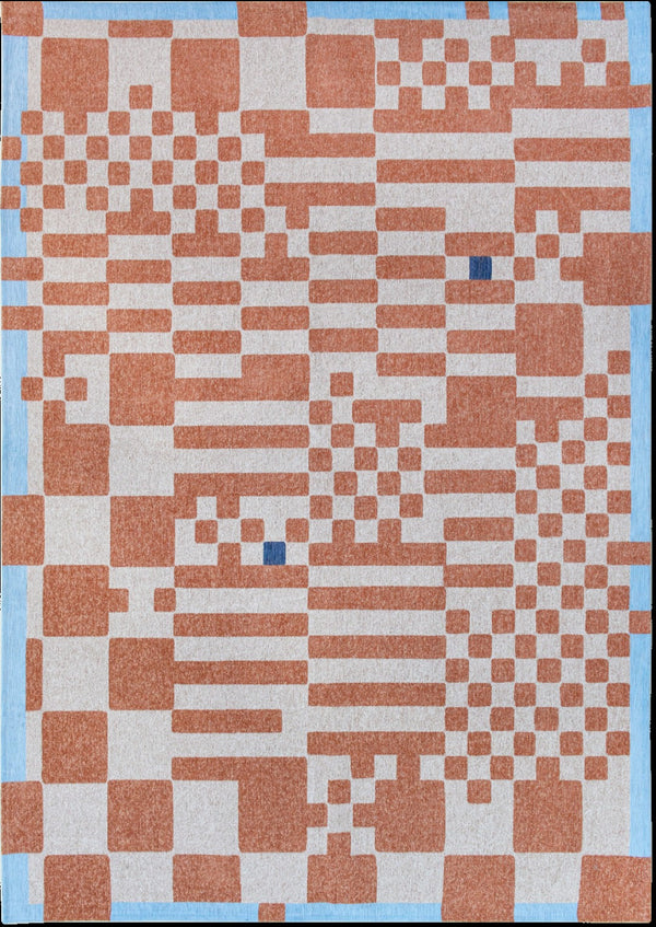 HomeRoots 3' X 5' Blue and Red Geometric Non-Skid Area Rug - Stylish, Durable, Perfect for High-Traffic Spaces! 551856