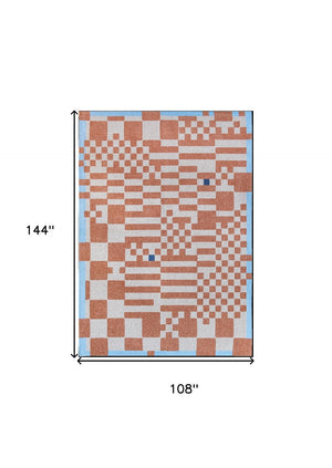HomeRoots 9' Bold Blue and Red Geometric Non-Skid Area Rug - Modern Style for Living Rooms & Dining Spaces 551861