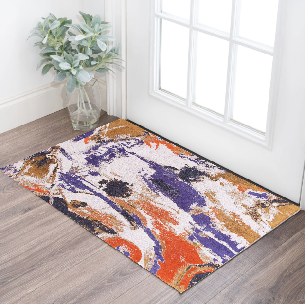 Homeroots 3' X 5' Purple And White Abstract Non Skid Area Rug  100% Pet 551862