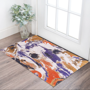 Homeroots 3' X 5' Purple And White Abstract Non Skid Area Rug  100% Pet 551862