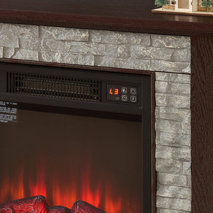 English Elm 58" Modern TV Stand with 18" Electric Fireplace, Faux Stone Mantel, Ample Storage & Cable Management for Living Room Comfort and Style Cherry W2275S00026