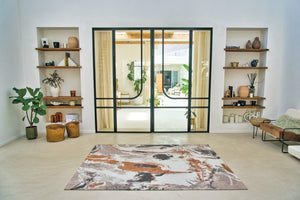 HomeRoots 3' X 5' Gray and White Abstract Non-Skid Area Rug - Modern Design for Entryways and Kitchens! 551869