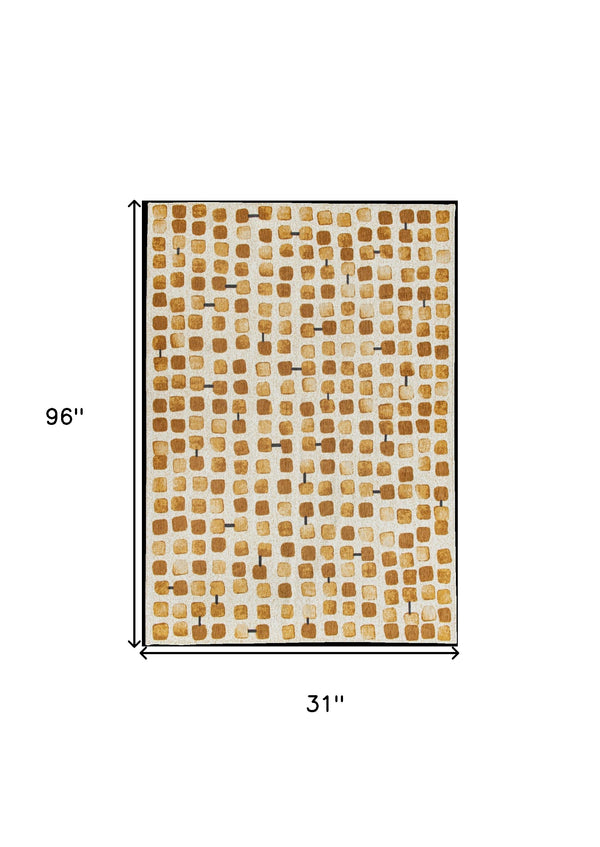 Homeroots 10' Brown And Beige Geometric Non Skid Area Rug  100% Pet 551877