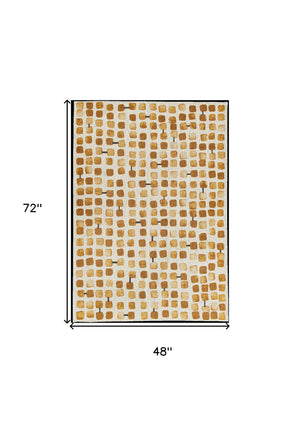Homeroots 5' X 7' Brown And Beige Geometric Non Skid Area Rug  100% Pet 551878