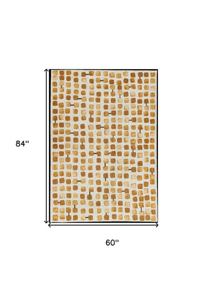 Homeroots 6' X 8' Brown And Beige Geometric Non Skid Area Rug  100% Pet 551879