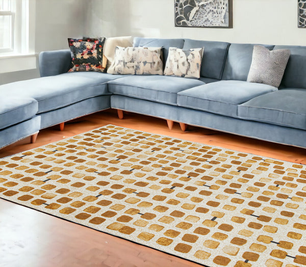 Homeroots 8' X 11' Brown And Beige Geometric Non Skid Area Rug  100% Pet 551881