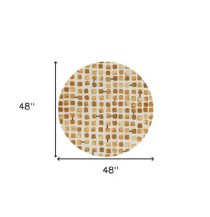 Homeroots 5' Brown And Beige Round Geometric Non Skid Area Rug  100% Pet 551883