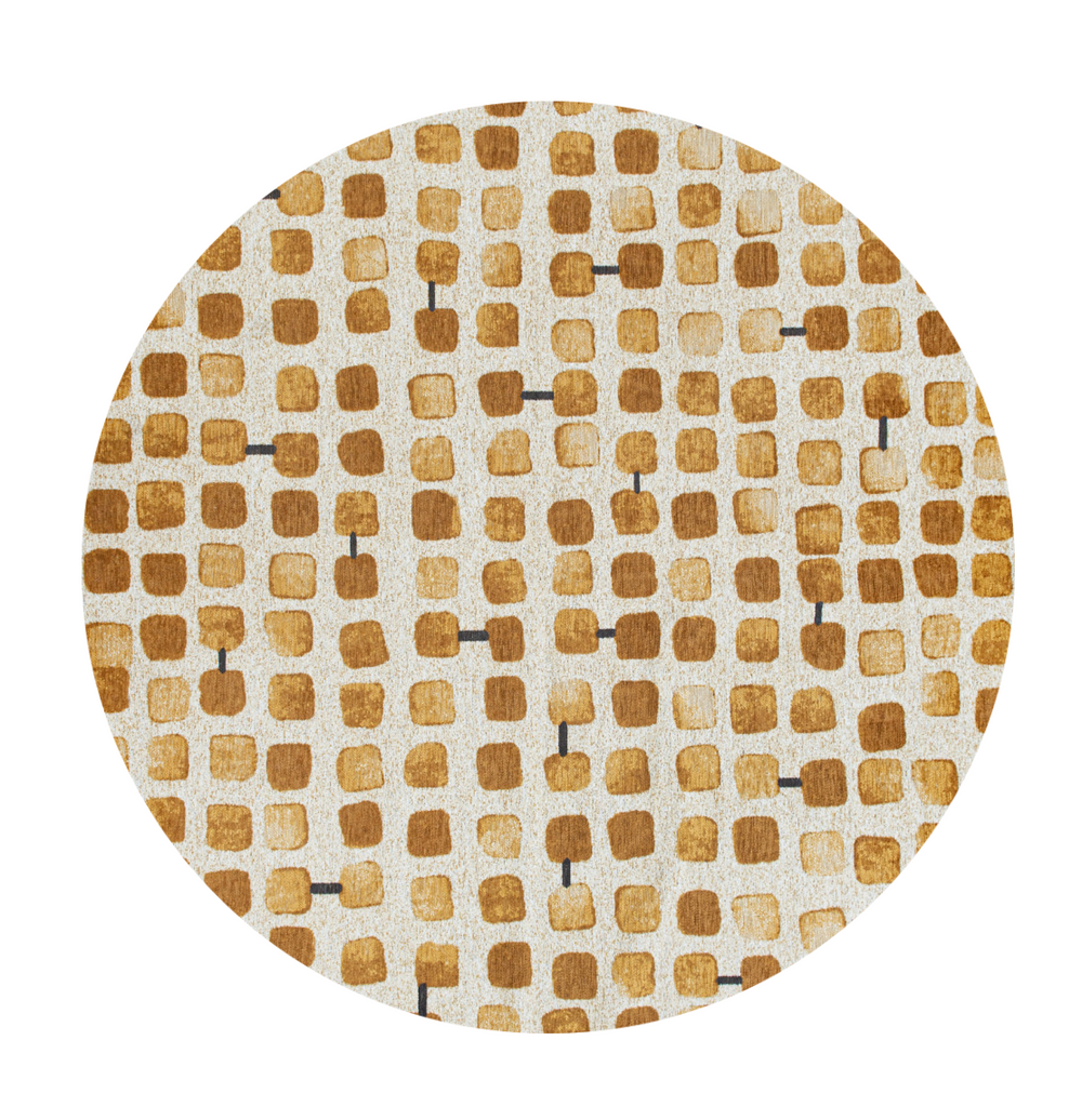 Homeroots 5' Brown And Beige Round Geometric Non Skid Area Rug  100% Pet 551883