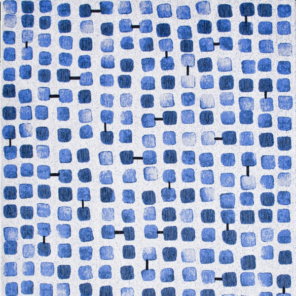 Homeroots 7' X 9' Blue Geometric Non Skid Area Rug  100% Pet 551889