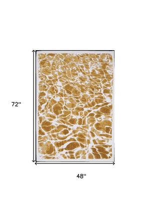 Homeroots 5' X 7' Yellow And Brown Abstract Non Skid Area Rug  100% Pet 551896