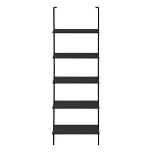 English Elm Bookshelf, 5-Tier Ladder Design, Modern Black Laminate & Metal, Stylish Storage For Home Or Office B2710P219405